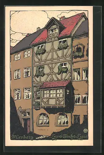 Steindruck-AK Nürnberg, Hans Sachs-Haus