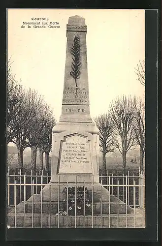 AK Courtois, Monument aux Morts de la Grande Guerre