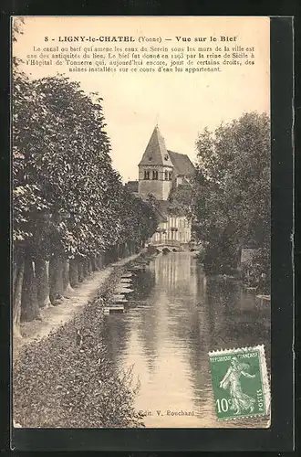 AK Ligny-le-Chatel, Vue sur le Bief