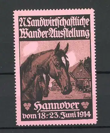 Reklamemarke Hannover, 27. Landwirtschaftliche Wander-Ausstellung 1914, Stute mit Fohlen