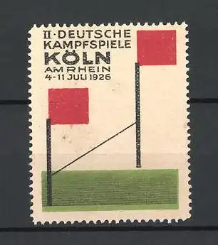 Reklamemarke Köln, II. Deutsche Kampfspiele 1926, Flaggen mit Hochsprungstab