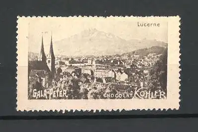 Reklamemarke Lucerne, Stadtpanorama, Gala-Peter von Chocolat Kohler