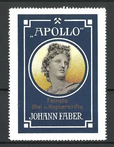 Reklamemarke Apollo feinste Blei- und Kopierstifte, Johann Faber, Apollo-Statue