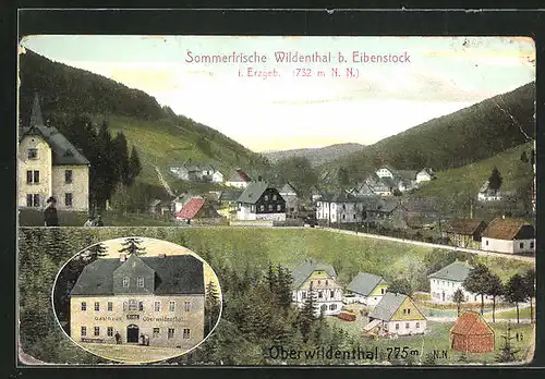 AK Wildenthal i. Erzgeb., Panorama und Gasthaus Oberwildenthal