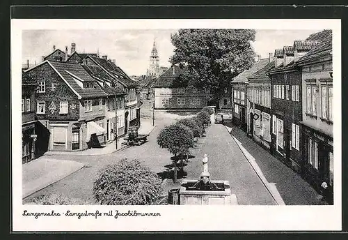 AK Langensalza, Langestrasse mit Jacobibrunnen