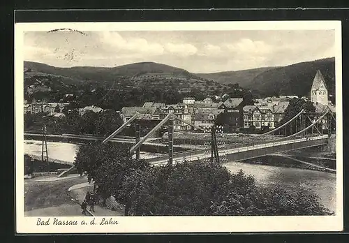 AK Bad Nassau a. d. Lahn, Panorama mit Brücke