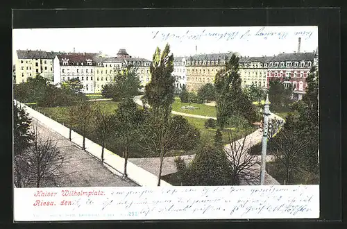 AK Riesa, Blick zum Kaiser-Wilhelm-Platz