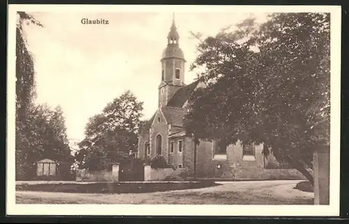 AK Glaubitz, Partie mit Kirche