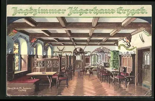 AK Schwarzenberg / Erzgeb., Jägerhaus mit Jagdzimmer