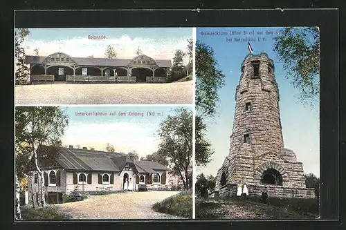 AK Netzschkau i. V., Bismarckturm, Colonnade, Gasthaus auf dem Kuhberg