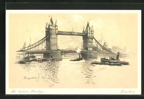 Künstler-AK London, The Tower Bridge