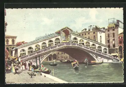 Künstler-AK Venezia, Ponte di Rialto