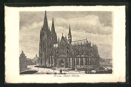 Künstler-AK Köln, Der Dom, Blick auf die Südseite