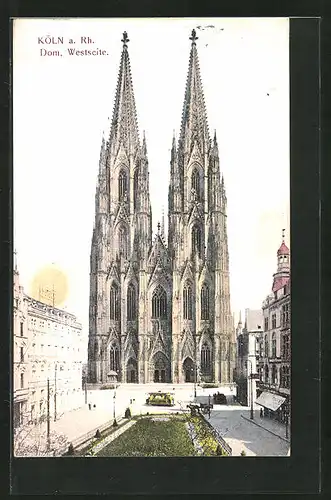 AK Köln, Blick zum Dom von der Westseite gesehen