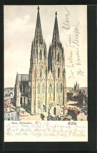 AK Köln / Rhein, Blick auf den Dom von der Westseite gesehen