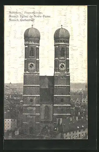 AK München, Blick auf die Frauenkirche