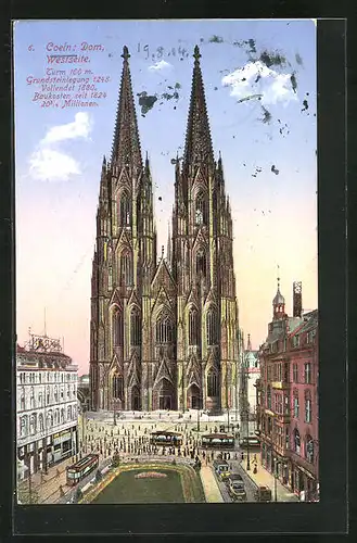 AK Der Dom zu Köln, Blick auf die Westseite