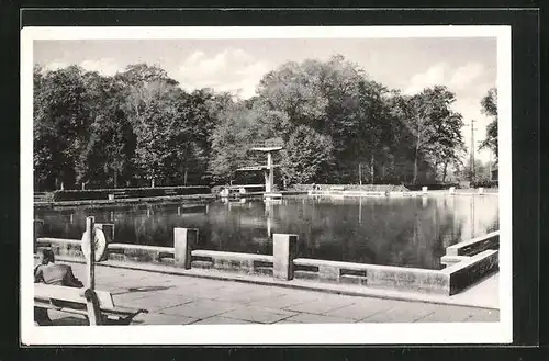 AK Naunhof b. Leipzig, Blick ins Waldbad