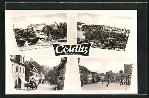 AK Colditz / Sachsen, Schloss, Wilhelm-Külz-Strasse, Markt