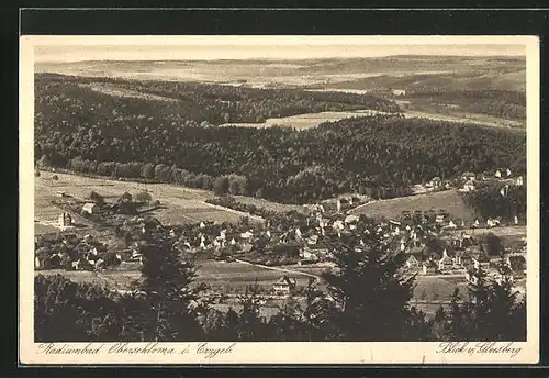 AK Oberschlema /Erzgeb., Blick vom Gleesberg auf die Ortschaft