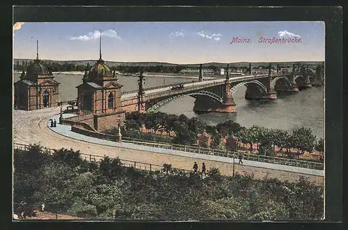 AK Mainz, Blick auf die Strassenbrücke