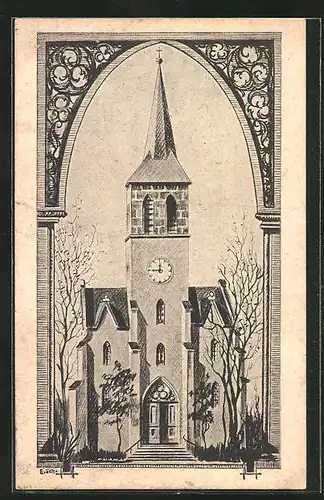 Künstler-AK Ottendorf-Okrilla, Kirche