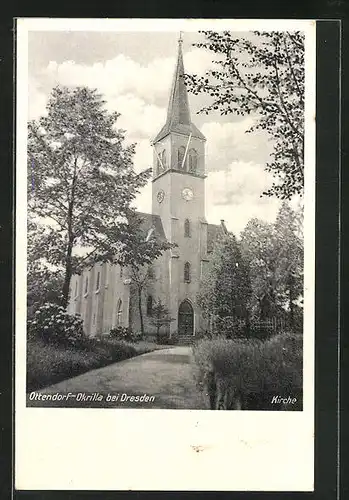 AK Ottendorf-Okrilla, Blick zur Kirche