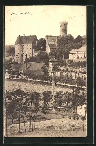 AK Kohren, Teilansicht mit Burg Gnandstein