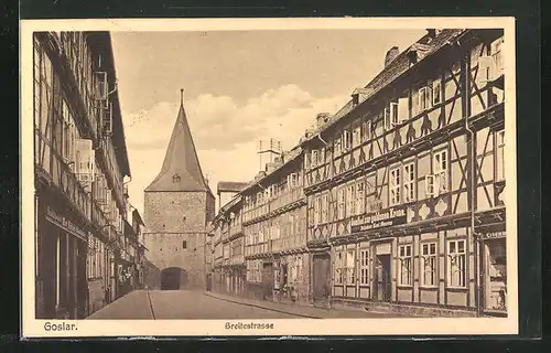 AK Goslar, Breitestrasse mit Gasthof zur goldenen Krone