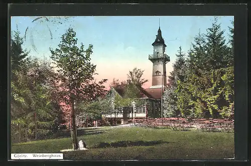 AK Görlitz, Blick zum Gasthof Weinberghaus