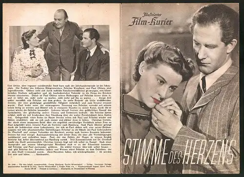 Filmprogramm IFK Nr. 3300, Stimme des Herzens, Marianne Hoppe, Carl Kuhlmann, Regie: Johannes Meyer