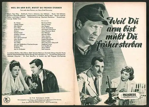 Filmprogramm PFI, Weil Du arm bist musst Du früher sterben, Bernhard Wicki, Hanna Rucker, Regie: Paul May