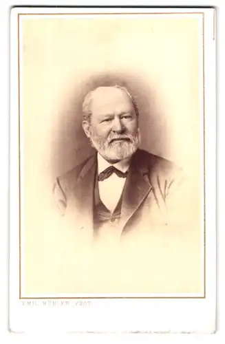 Fotografie Emil Bühler, Mannheim, B.7.N.1. Ludwigs-Str. 34, Portrait älterer Herr im Anzug mit Vollbart