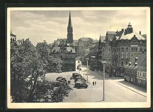 AK Aue /Sa., Marktplatz mit Nicolaikirche