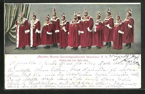 AK Mannheim, Feurio, Grosse Carnevalgesellschaft Mannheim E. V., Einzug des 11er Rath 1904