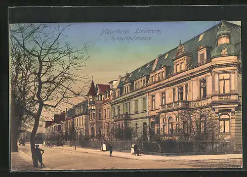 AK Mannheim-Lindenhof, Rennershofstrasse mit Anwohnern