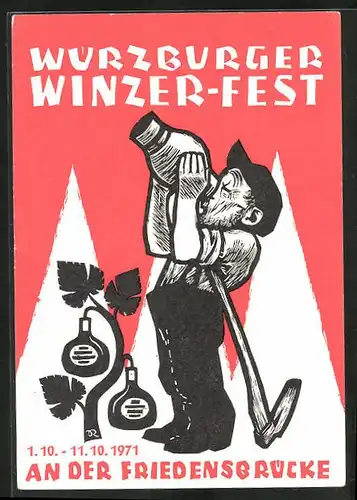 AK Würzburg, Winzerfest an der Friedensbrücke 1.-11.10.1971