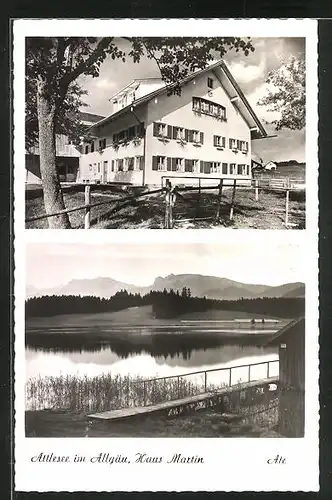 AK Nesselwang / Allgäu, Hotel Haus Martin und Attlesee