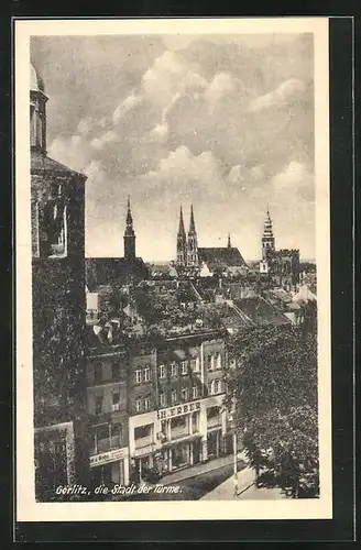 AK Görlitz, Teilansicht der Stadt der Türme