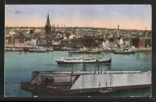 AK Kiel, Hafenpartie mit Blick auf die Stadt