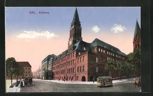 AK Kiel, Rathaus und Strassenbahn