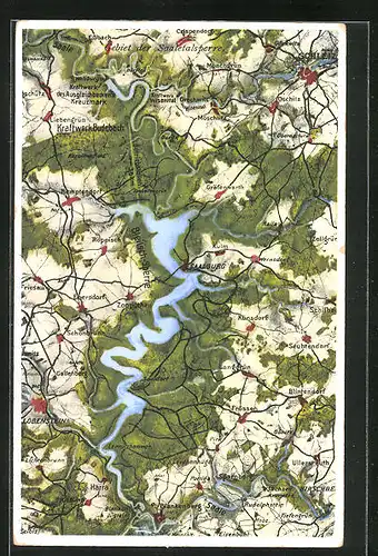 AK Saalburg, Karte des Gebiets der Saaletalsperre