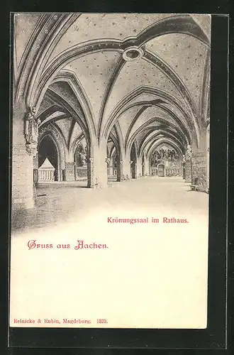 AK Aachen, Innenansicht des Krönungssaals im Rathaus