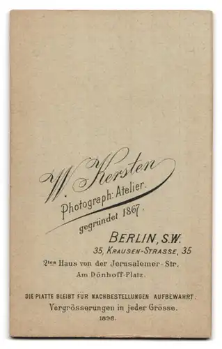 Fotografie W. Kersten, Berlin, Krausen-Strasse 35, Süsser Täufling