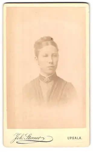 Fotografie Joh. Sterner, Upsala, 35, Kungsgatan, 35, Portrait junge Dame mit Kragenbrosche