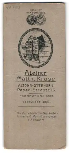 Fotografie Matth. Kruse, Altona, Papen-Str. 16, Ansicht Altona, Gebäudeansicht des Ateliers
