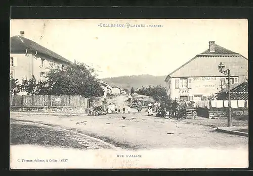 AK Celes-sur-Plaines, Rue d`Alsace, Strassenpartie