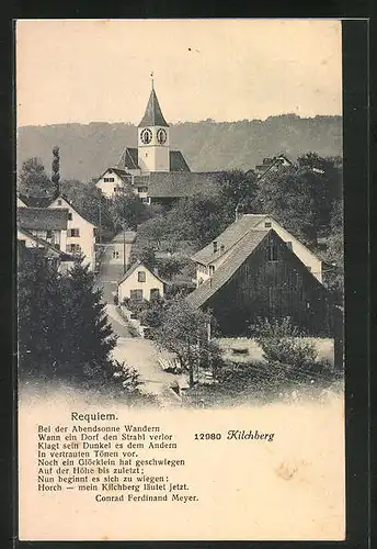 AK Kilchberg, Strassenpartie mit Kirche