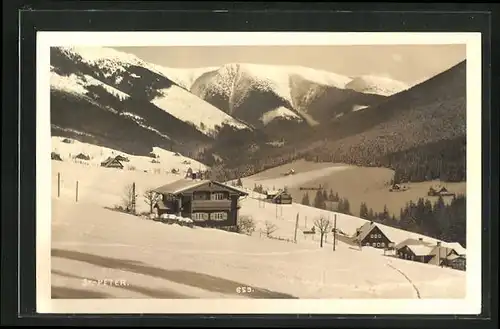 AK St. Peter, Ortsansicht in vollster Schneepracht