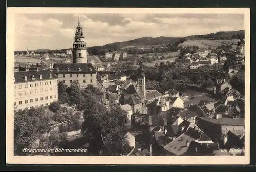 AK Krumau / Cesky Krumlov, Teilansicht mit Kirche